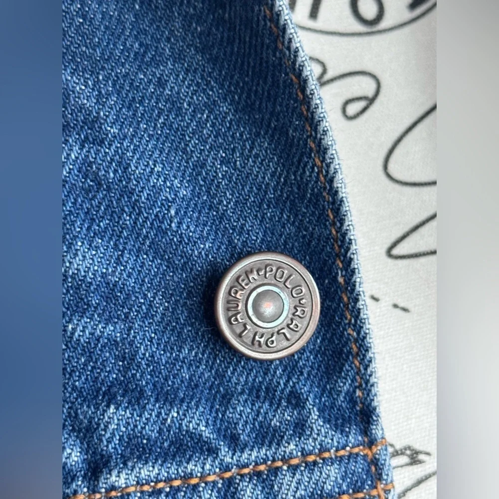vintage 80s 90s ralph lauren western denim corduroy collar jean jacket - Picture 4 of 13